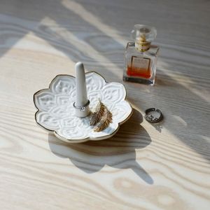 🌹3 for $25 RUIMIC Ceramic White Mandala Jewelry Holder Decorative Ring Tray